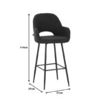 Bar stool Renish in cappuccino teddy fabric with black metal legs 51x57x114cm - Слика 6