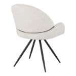 Morea rotating chair bouclé in beige color with black metallic legs 68x66x82.5cm - Image 2