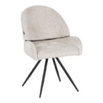 Morea rotating chair bouclé in beige color with black metallic legs 68x66x82.5cm