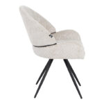 Morea rotating chair bouclé in beige color with black metallic legs 68x66x82.5cm - Image 3