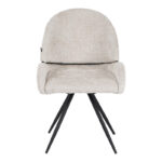 Morea rotating chair bouclé in beige color with black metallic legs 68x66x82.5cm - Image 4