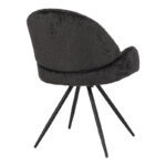 Morea rotating chair bouclé in black color with black metallic legs 68x66x82.5cm - Image 2