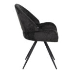 Morea rotating chair bouclé in black color with black metallic legs 68x66x82.5cm - Image 3