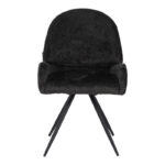 Morea rotating chair bouclé in black color with black metallic legs 68x66x82.5cm - Image 4
