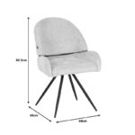 Morea rotating chair bouclé in black color with black metallic legs 68x66x82.5cm - Image 6