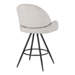 Morea rotating bar stool bouclé in beige color with black metallic legs - Image 2