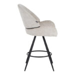 Morea rotating bar stool bouclé in beige color with black metallic legs - Image 3