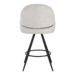 Morea rotating bar stool bouclé in beige color with black metallic legs - Image 5