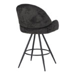 Morea rotating bar stool bouclé in black color with black metallic legs 55x66x107.5cm - Слика 2