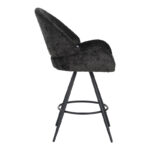 Morea rotating bar stool bouclé in black color with black metallic legs 55x66x107.5cm - Слика 3