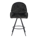 Morea rotating bar stool bouclé in black color with black metallic legs 55x66x107.5cm - Слика 4