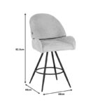 Morea rotating bar stool bouclé in black color with black metallic legs 55x66x107.5cm - Слика 6