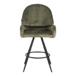 Morea rotating bar stool bouclé in olive green color with black metallic legs 68x66x82.5cm - Image 4