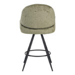 Morea rotating bar stool bouclé in olive green color with black metallic legs 68x66x82.5cm - Image 5
