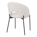 Masebo chair bouclé fabric in white color with black metallic legs 48x58.5x82cm - Image 2