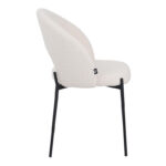 Masebo chair bouclé fabric in white color with black metallic legs 48x58.5x82cm - Image 3