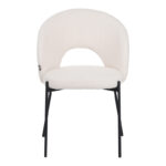 Masebo chair bouclé fabric in white color with black metallic legs 48x58.5x82cm - Image 4