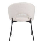 Masebo chair bouclé fabric in white color with black metallic legs 48x58.5x82cm - Image 5