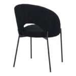 Masebo chair bouclé fabric in black color with black metallic legs 48x58.5x82cm - Image 2