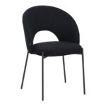 Masebo chair bouclé fabric in black color with black metallic legs 48x58.5x82cm