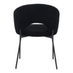 Masebo chair bouclé fabric in black color with black metallic legs 48x58.5x82cm - Image 5