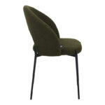 Masebo chair bouclé fabric in dark green color with black metallic legs 48x58.5x82cm - Image 3