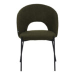 Masebo chair bouclé fabric in dark green color with black metallic legs 48x58.5x82cm - Image 4