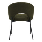Masebo chair bouclé fabric in dark green color with black metallic legs 48x58.5x82cm - Image 5