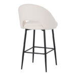 Masebo bar stool bouclé in white color with black metallic legs 48x52x97cm - Слика 2