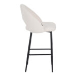 Masebo bar stool bouclé in white color with black metallic legs 48x52x97cm - Слика 3