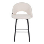 Masebo bar stool bouclé in white color with black metallic legs 48x52x97cm - Слика 4
