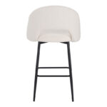 Masebo bar stool bouclé in white color with black metallic legs 48x52x97cm - Слика 5