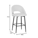 Masebo bar stool bouclé in white color with black metallic legs 48x52x97cm - Слика 6