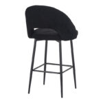 Masebo bar stool bouclé in black color with black metallic legs 48x52x97cm - Image 2