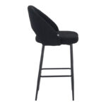 Masebo bar stool bouclé in black color with black metallic legs 48x52x97cm - Image 3