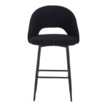 Masebo bar stool bouclé in black color with black metallic legs 48x52x97cm - Image 4