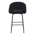 Masebo bar stool bouclé in black color with black metallic legs 48x52x97cm - Image 5