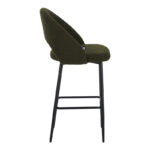 Masebo bar stool bouclé in dark green color with black metallic legs 48x52x97cm - Image 3