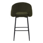 Masebo bar stool bouclé in dark green color with black metallic legs 48x52x97cm - Image 5