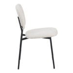 Cathair chair bouclé fabric in beige green color with black metallic legs 48x53x82cm - Слика 3