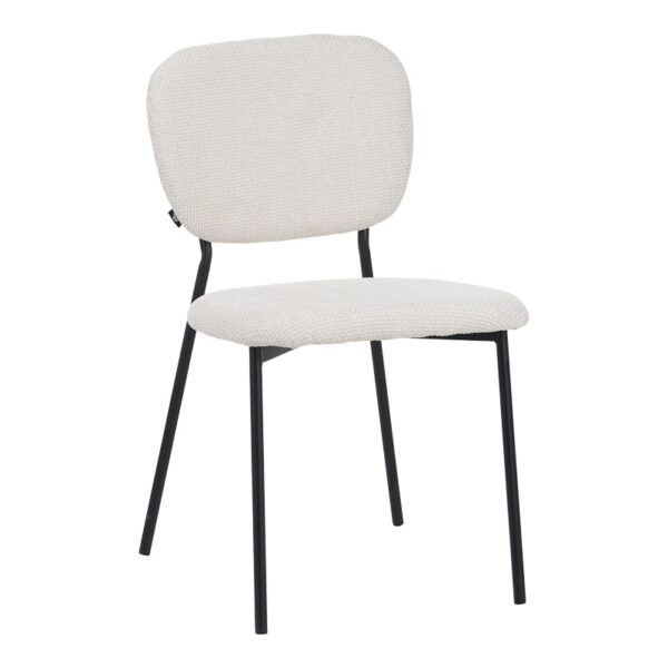 Cathair chair bouclé fabric in beige green color with black metallic legs 48x53x82cm