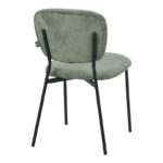 Cathair chair bouclé fabric in green olive color with black metallic legs 48x53x82cm - Image 2