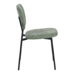 Cathair chair bouclé fabric in green olive color with black metallic legs 48x53x82cm - Image 3