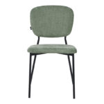 Cathair chair bouclé fabric in green olive color with black metallic legs 48x53x82cm - Image 4