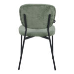 Cathair chair bouclé fabric in green olive color with black metallic legs 48x53x82cm - Image 5