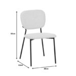 Cathair chair bouclé fabric in green olive color with black metallic legs 48x53x82cm - Image 6
