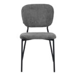 Cathair chair bouclé fabric in dark grey green color with black metallic legs 48x53x82cm - Слика 4