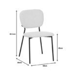 Cathair chair bouclé fabric in dark grey green color with black metallic legs 48x53x82cm - Слика 6