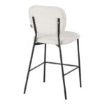 Cathair bar stool bouclé fabric in beige color with black metallic legs 48x54x100cm - Image 2