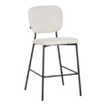 Барска столица Cathair со букле ткаенина во беж боја со црни метални ногарки 48x54x100 см